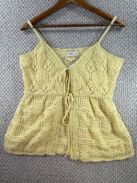 Hollister Tops - Hollister Yellow Crochet Tie-Front Cami 100% Cotton Y2K Cottagecore Crochet SZ L